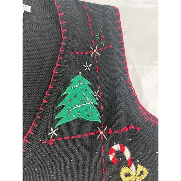 Vintage Ship 'N Shore Sport Christmas Tree Candy Canes Cardigan Sweater Size M - Picture 6 of 10